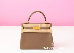 Hermes Etoupe GHW Togo Kelly 28 Handbag