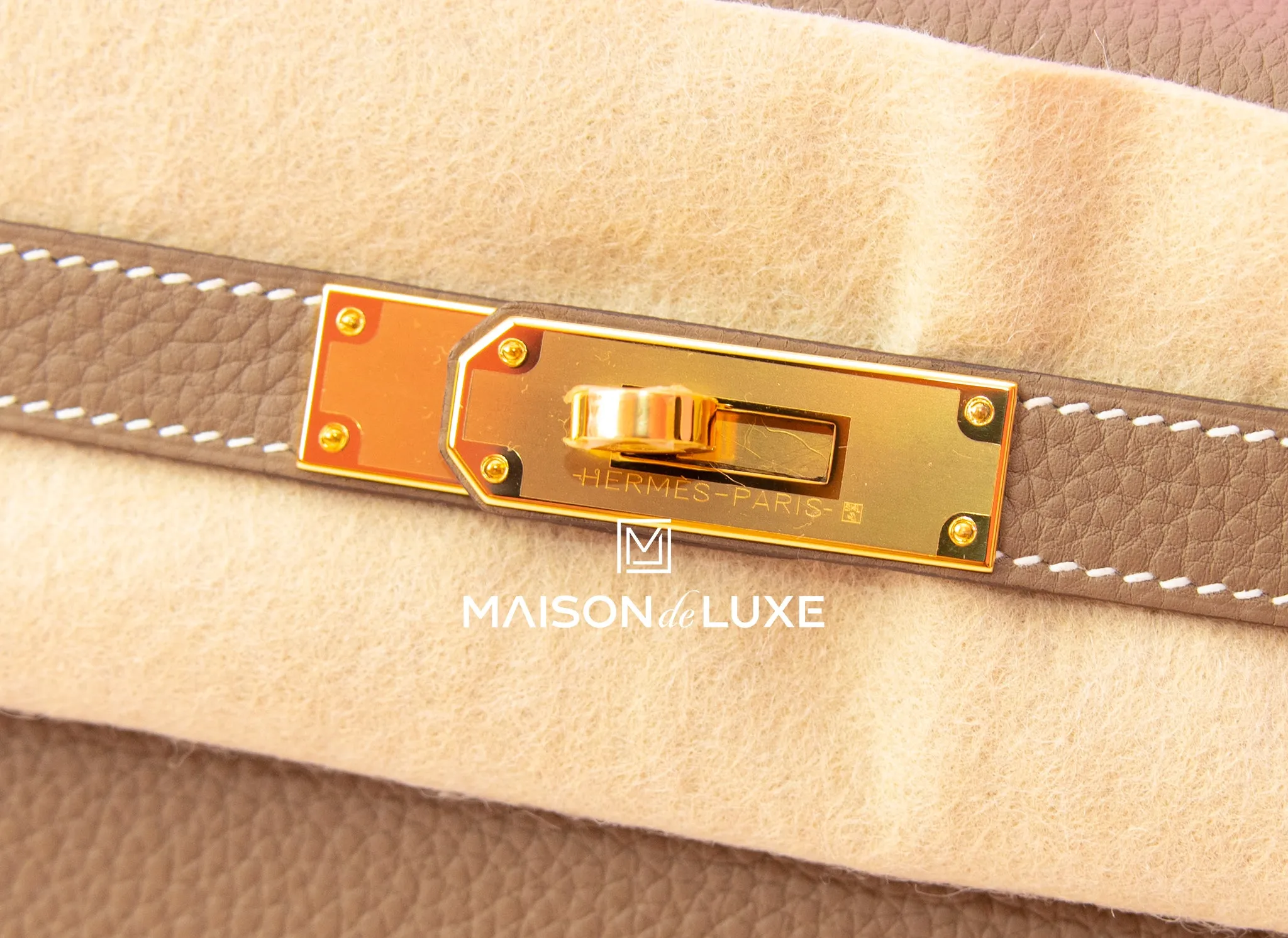 Hermes Etoupe GHW Togo Kelly 28 Handbag