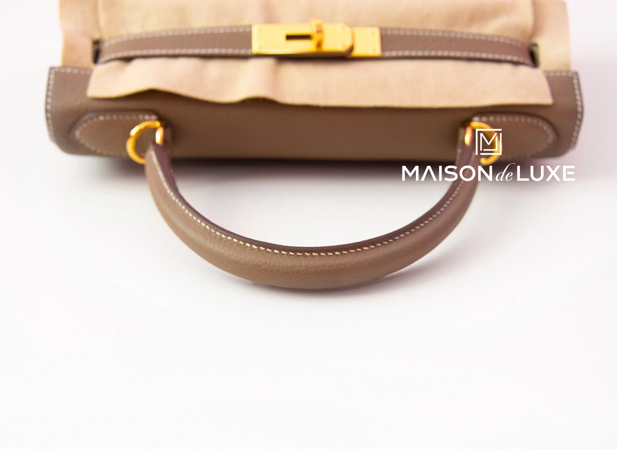 Hermes Etoupe GHW Togo Kelly 28 Handbag