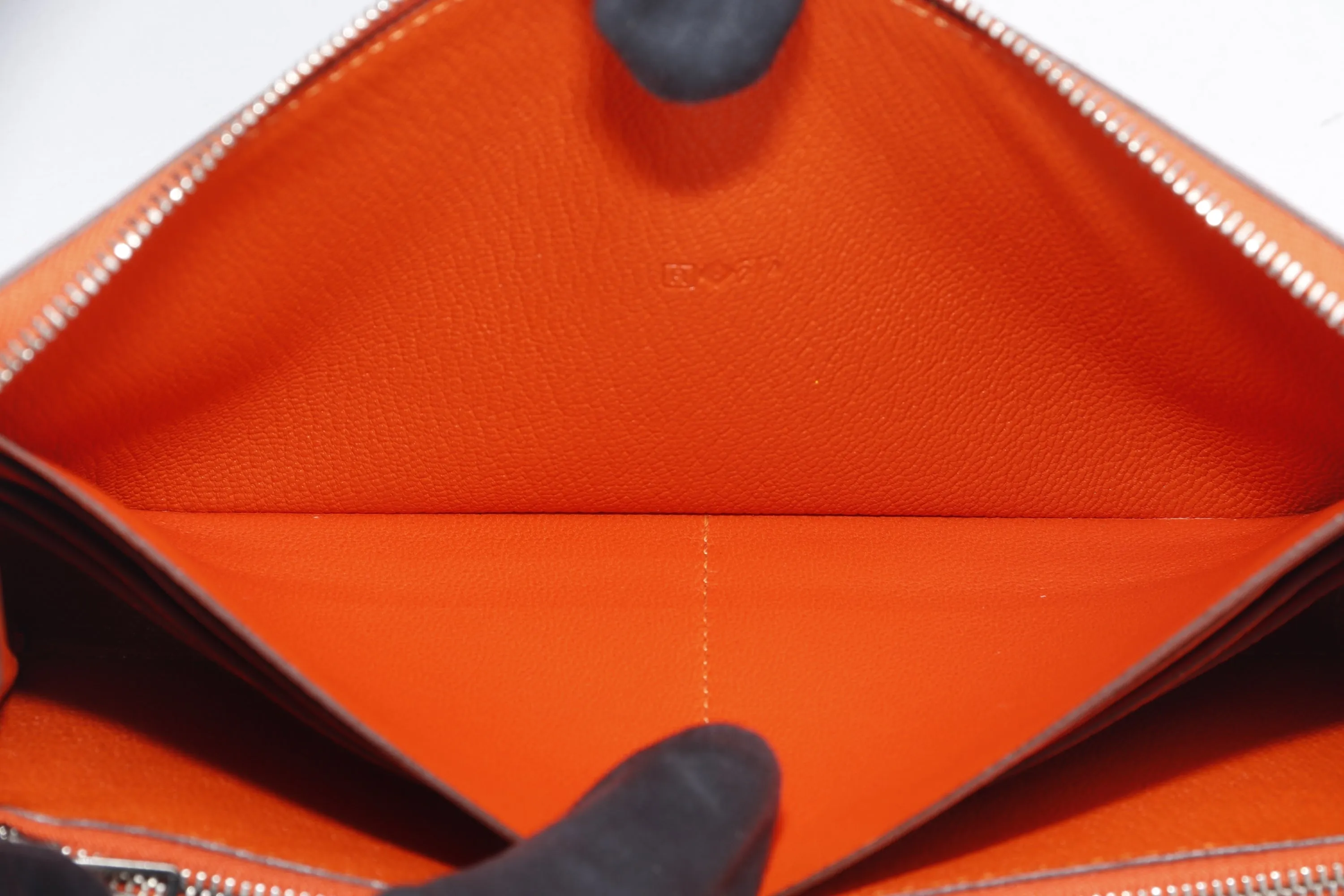 HERMES FEU CHEVRE MYSORE LEATHER AZAP LONG ZIPPY WALLET, NO DUST COVER & BOX