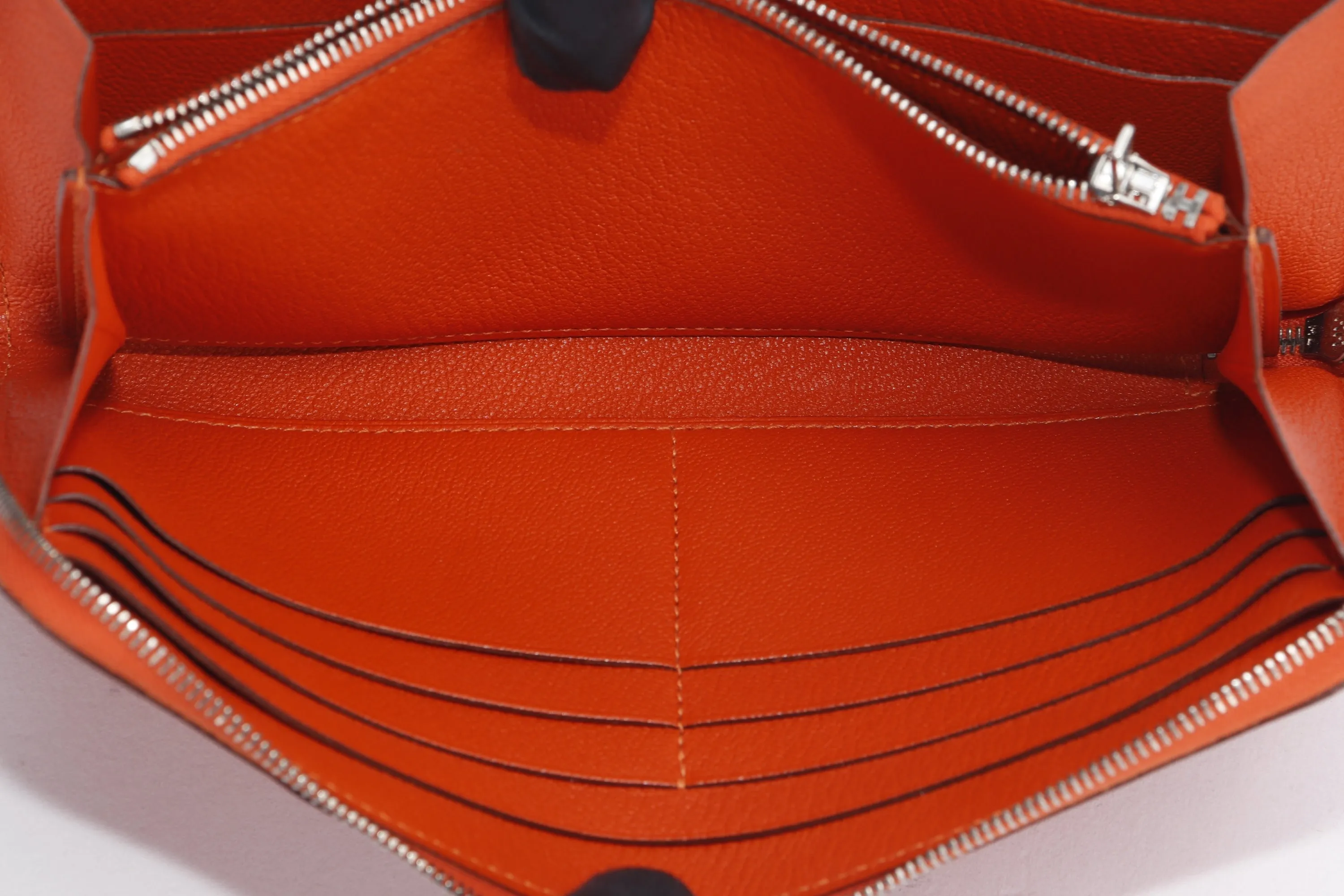 HERMES FEU CHEVRE MYSORE LEATHER AZAP LONG ZIPPY WALLET, NO DUST COVER & BOX
