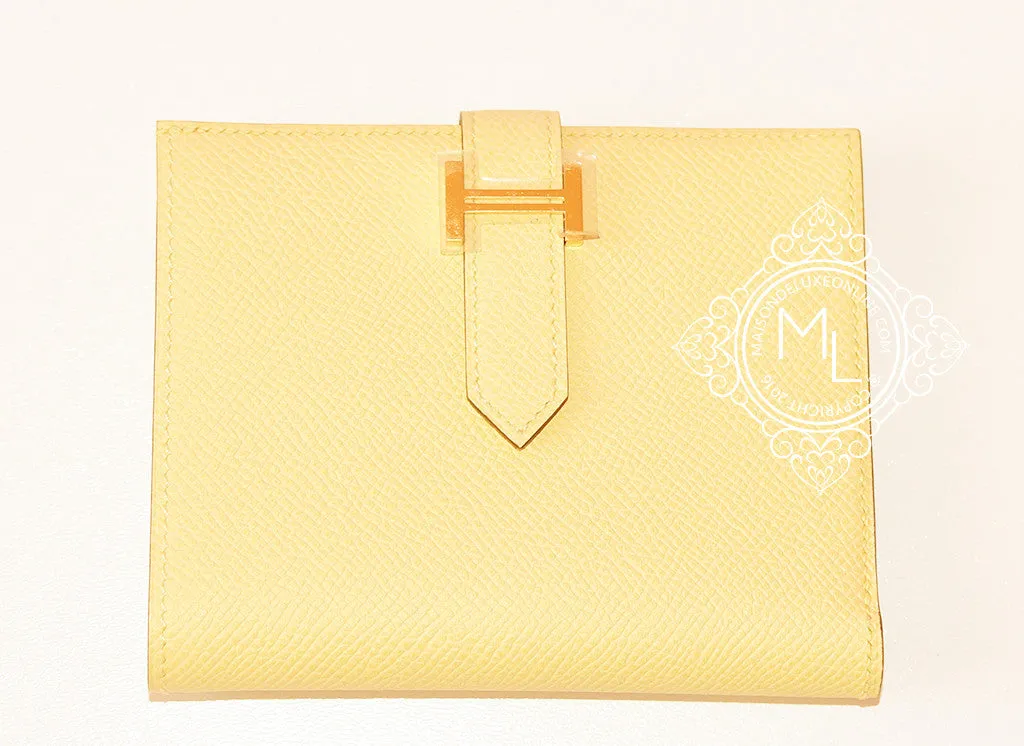 Hermes Jaune Poussin Yellow Epsom Bearn Wallet Clutch