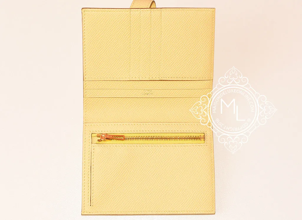Hermes Jaune Poussin Yellow Epsom Bearn Wallet Clutch