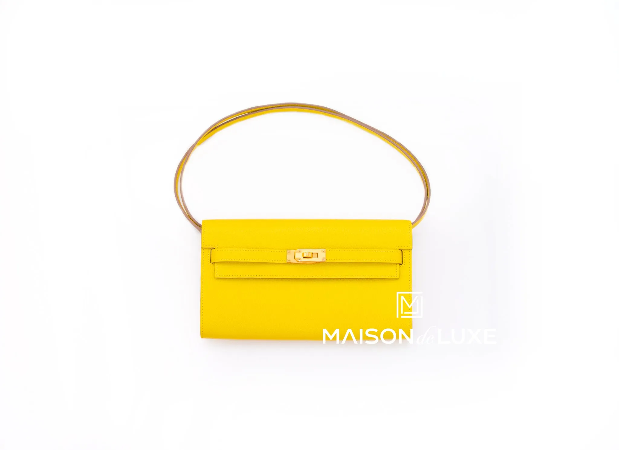 Hermes Lime GHW Chèvre Mysore Kelly To Go Wallet