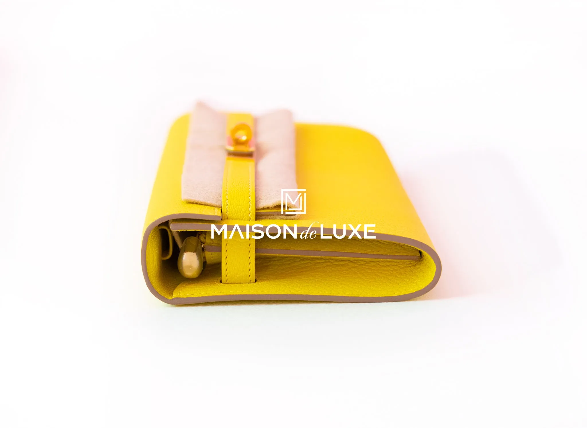 Hermes Lime GHW Chèvre Mysore Kelly To Go Wallet