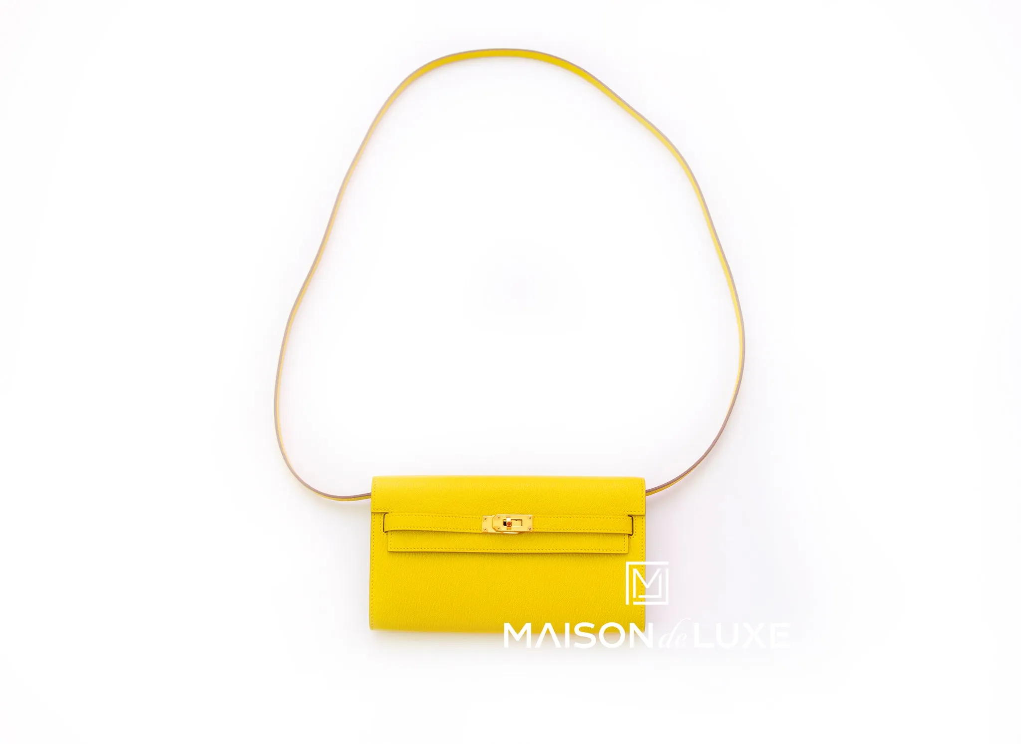Hermes Lime GHW Chèvre Mysore Kelly To Go Wallet