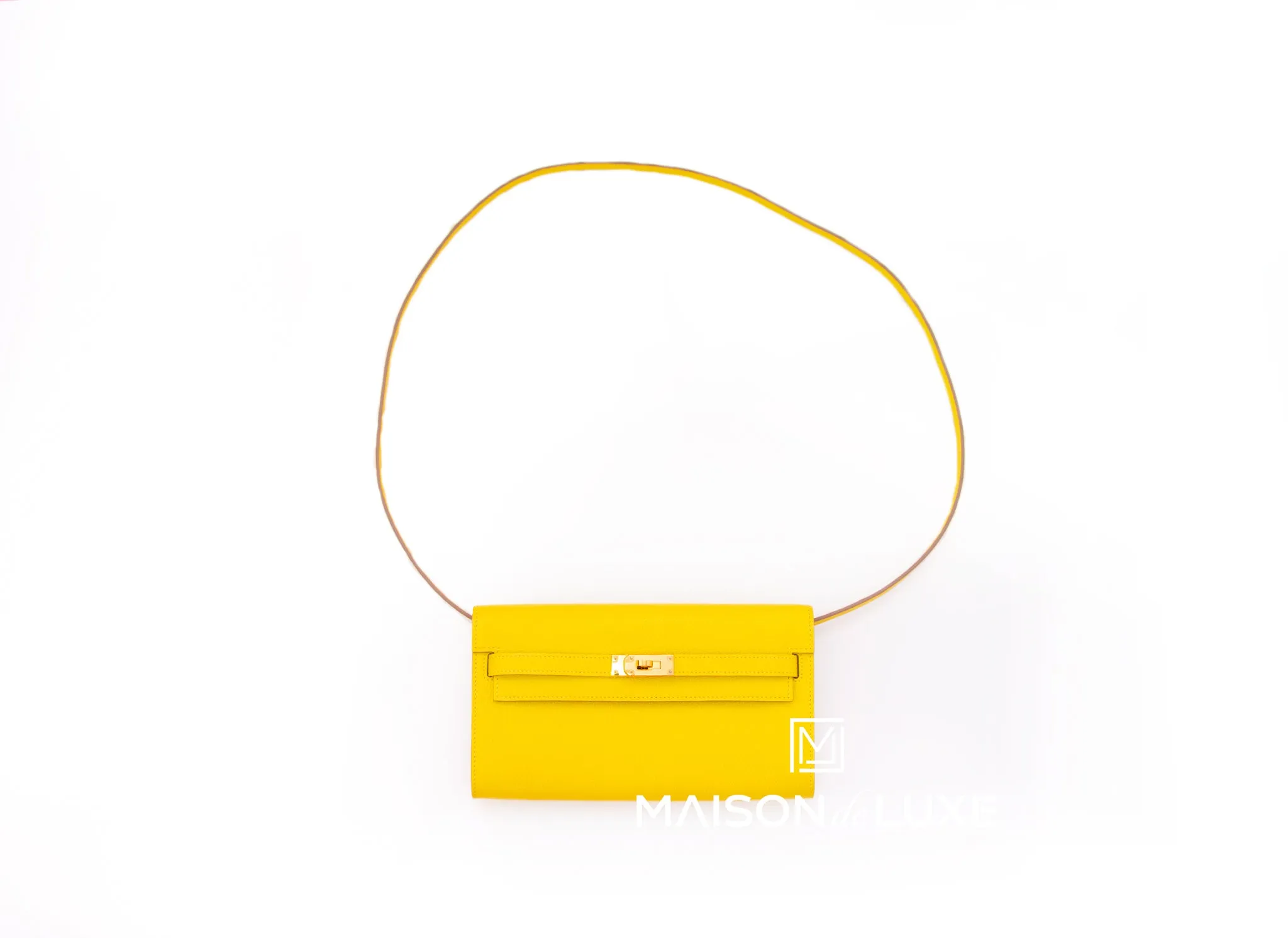 Hermes Lime GHW Chèvre Mysore Kelly To Go Wallet
