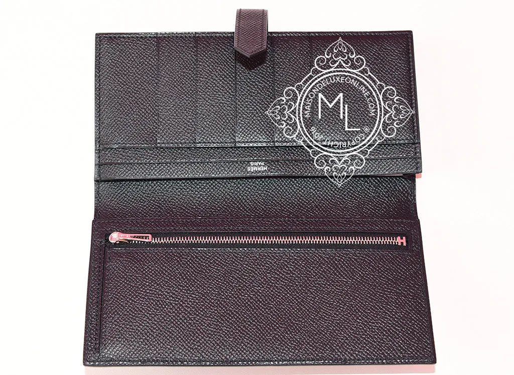 Hermes Noir Black Epsom Bearn Long Wallet Clutch