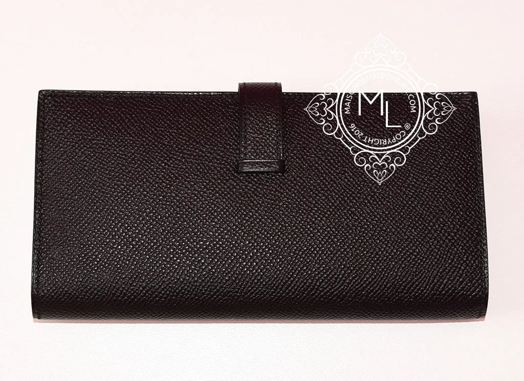Hermes Noir Black Epsom Bearn Long Wallet Clutch
