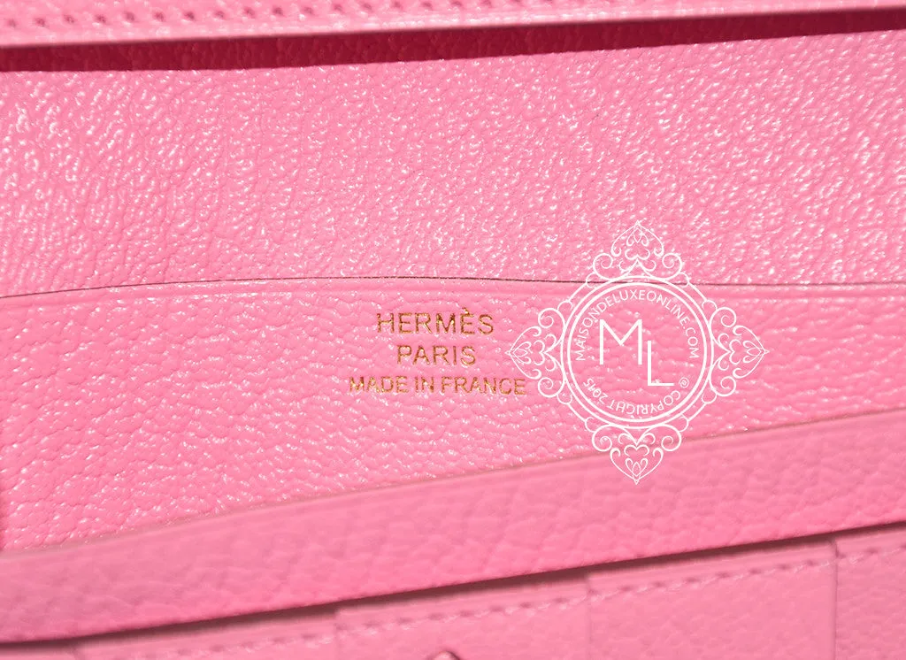 Hermes Rose Confetti Chevre Bearn Long Wallet