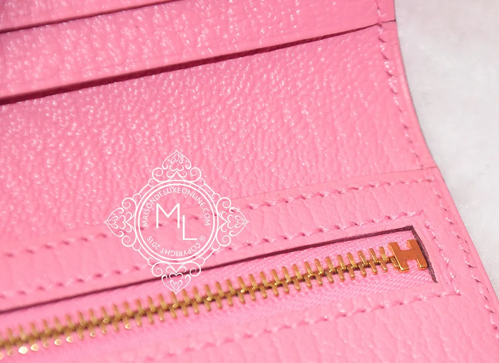 Hermes Rose Confetti Chevre Bearn Long Wallet
