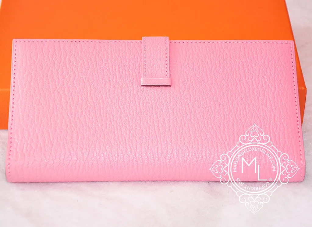 Hermes Rose Confetti Chevre Bearn Long Wallet