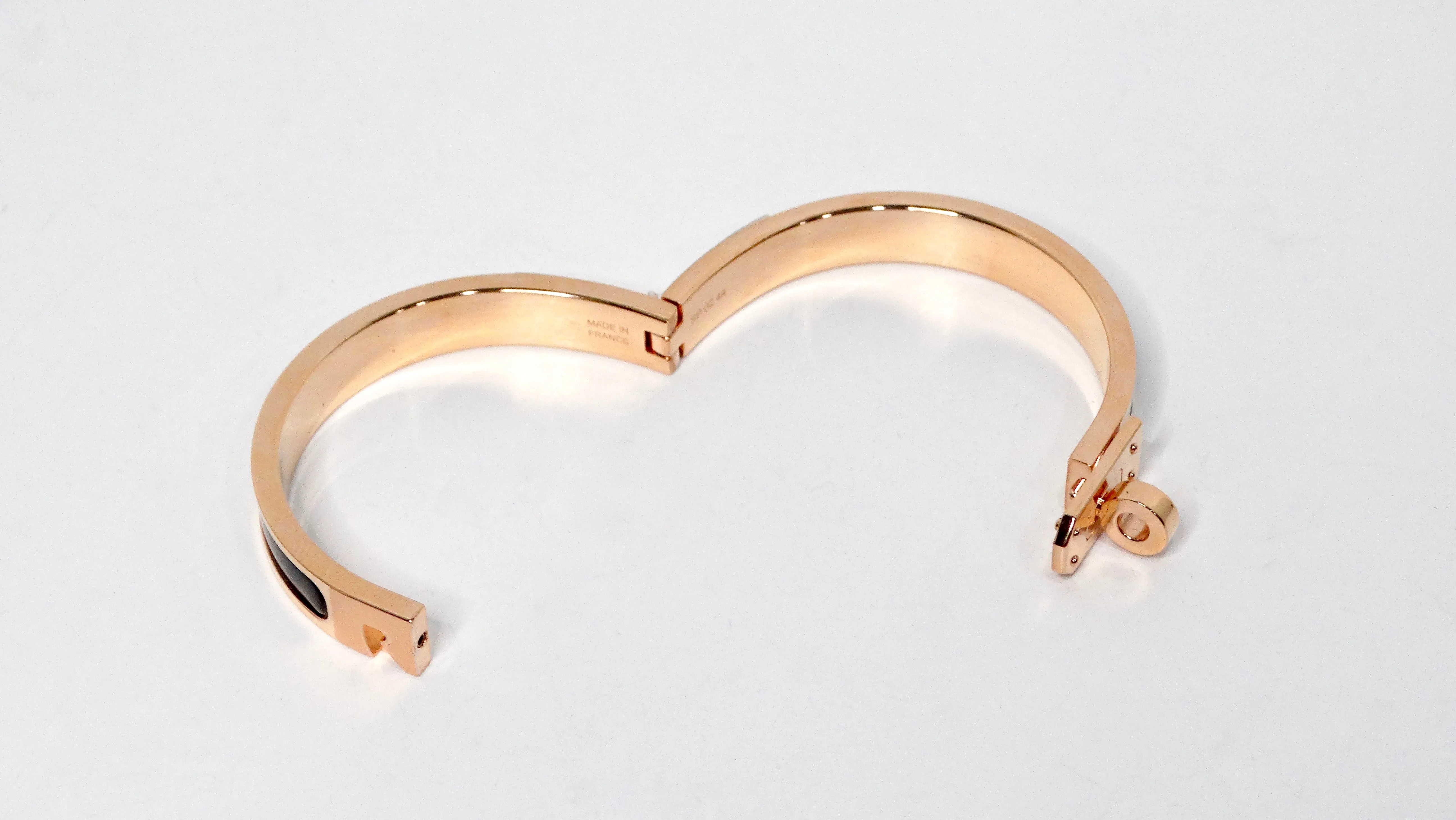 Hermes Rose Gold Plated & Black Noir Mini Clic Kelly Bracelet