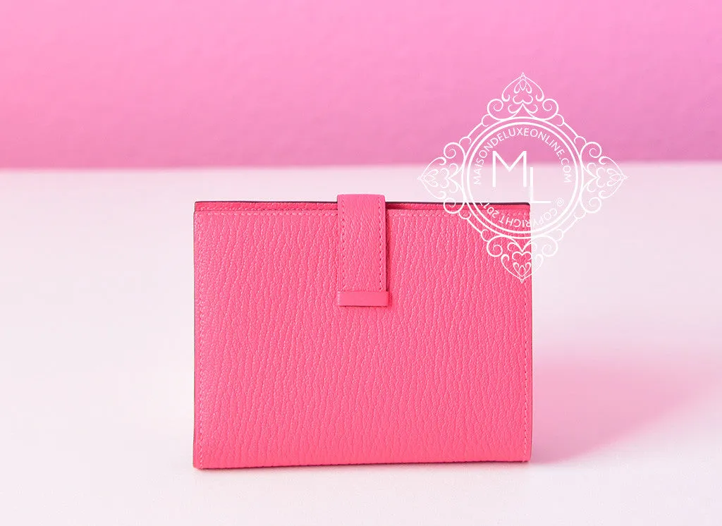 Hermes Rose Lipstick Pink Compact Bearn Wallet Clutch
