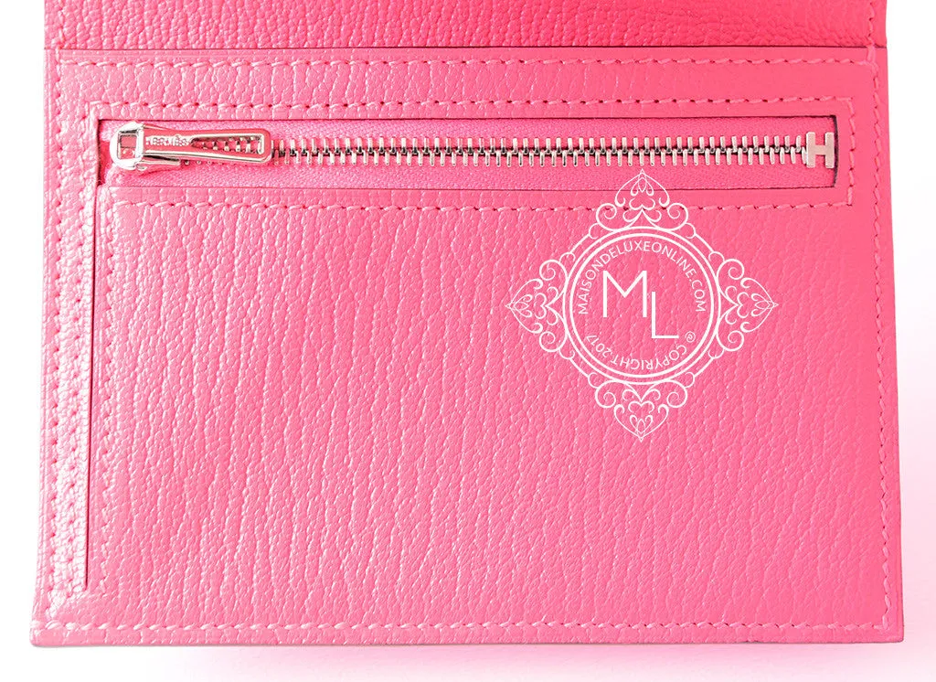 Hermes Rose Lipstick Pink Compact Bearn Wallet Clutch