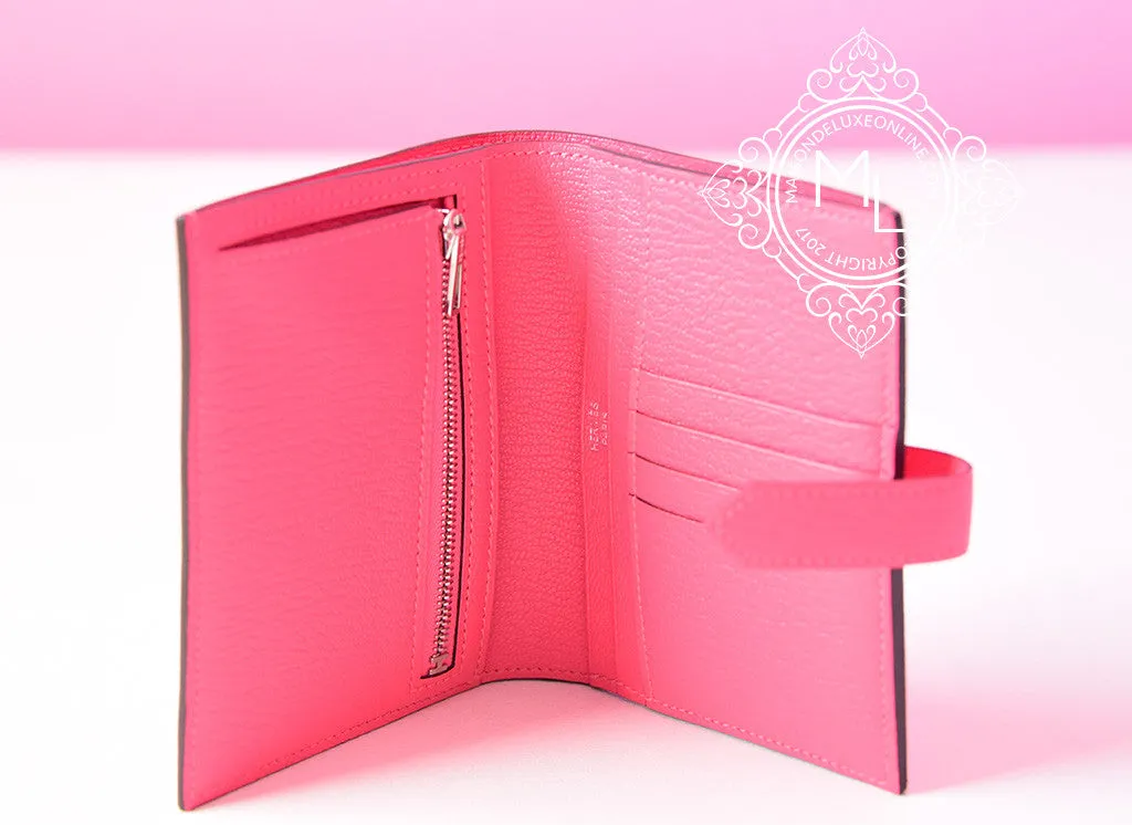 Hermes Rose Lipstick Pink Compact Bearn Wallet Clutch