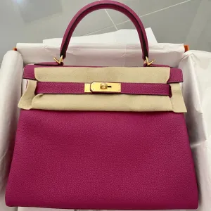 Hermès Kelly 28 Rose Pourpre Togo Gold Hardware GHW