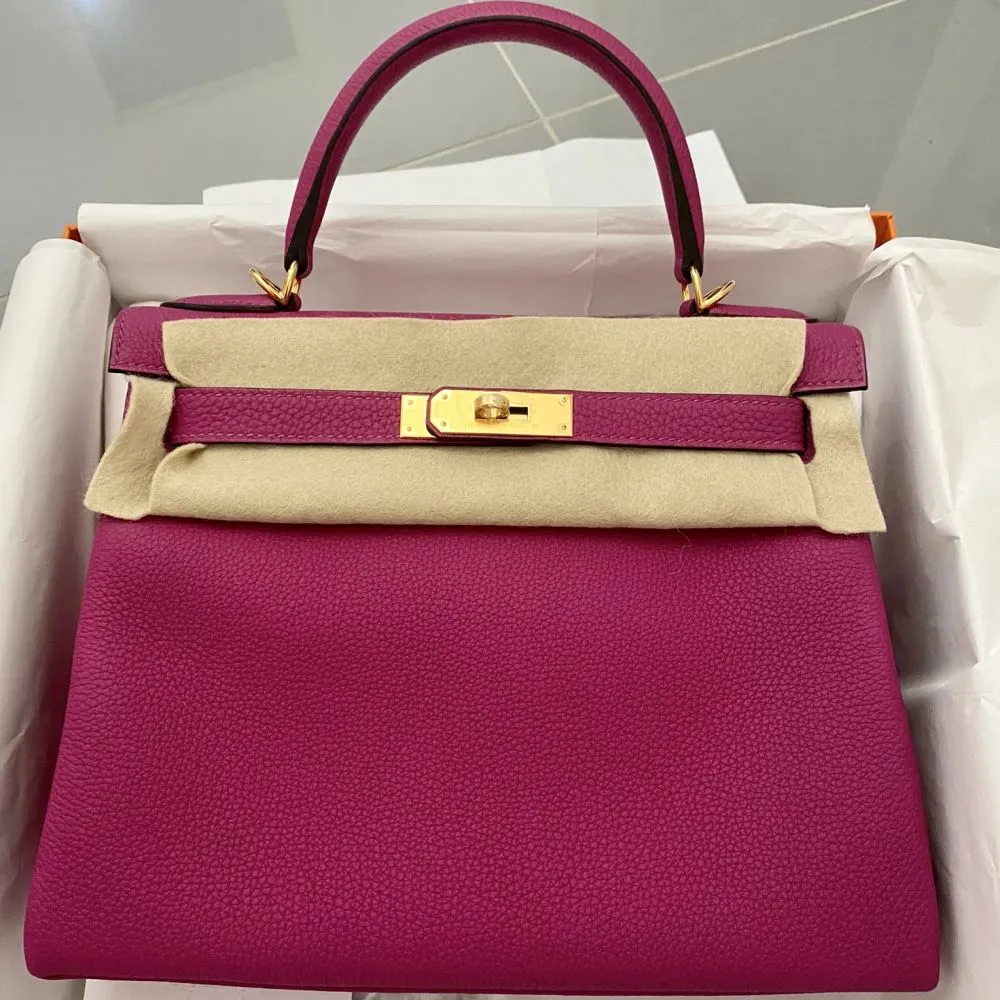 Hermès Kelly 28 Rose Pourpre Togo Gold Hardware GHW