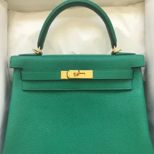 Hermès Kelly 28 Vert Vertigo Taurillon Clemence Gold Hardware GHW