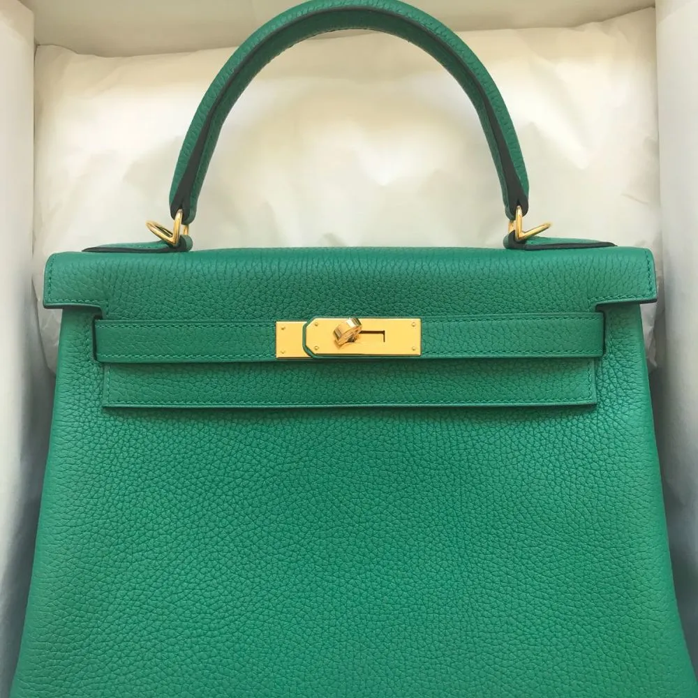 Hermès Kelly 28 Vert Vertigo Taurillon Clemence Gold Hardware GHW