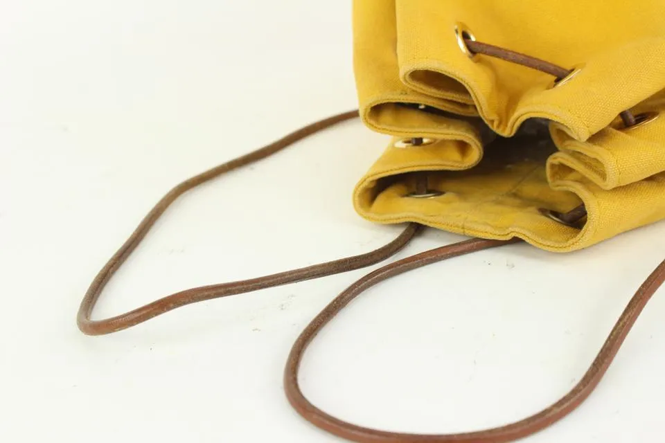 Hermès Yellow Canvas Sac Polochon Mimile Drawstring Backpack 913her18