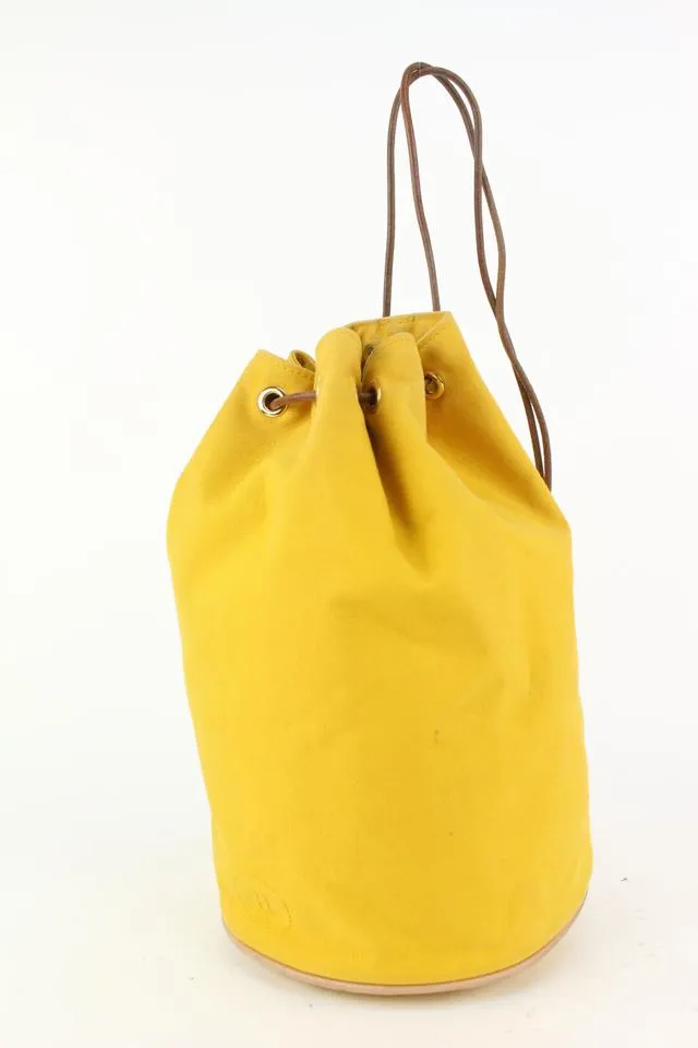 Hermès Yellow Canvas Sac Polochon Mimile Drawstring Backpack 913her18