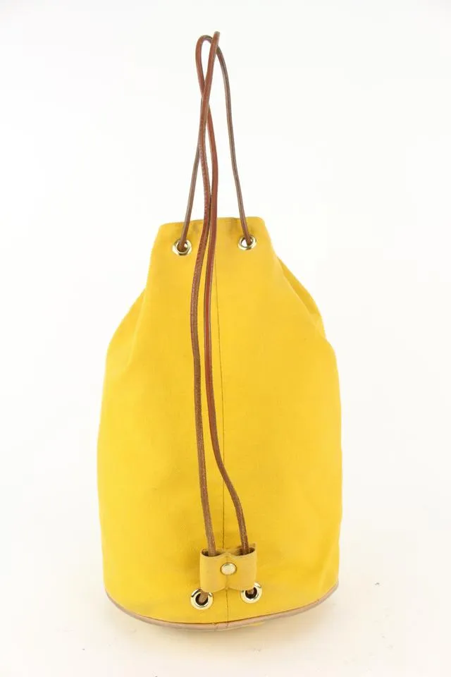 Hermès Yellow Canvas Sac Polochon Mimile Drawstring Backpack 913her18