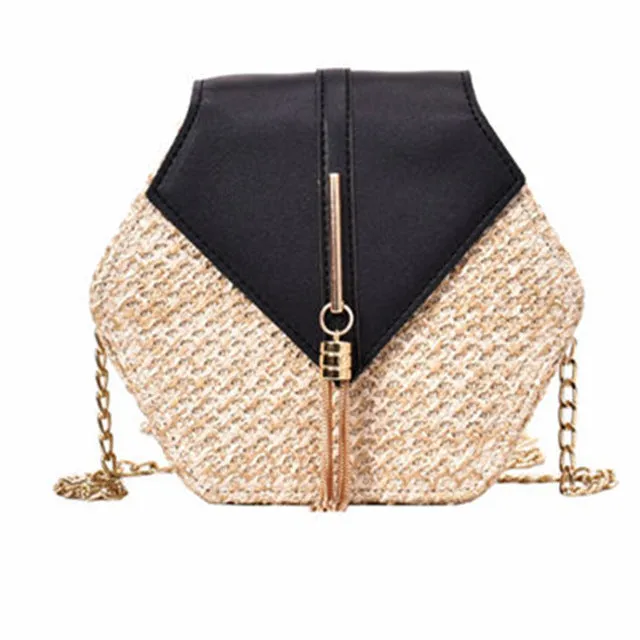 Hexagon Straw leather Handbag