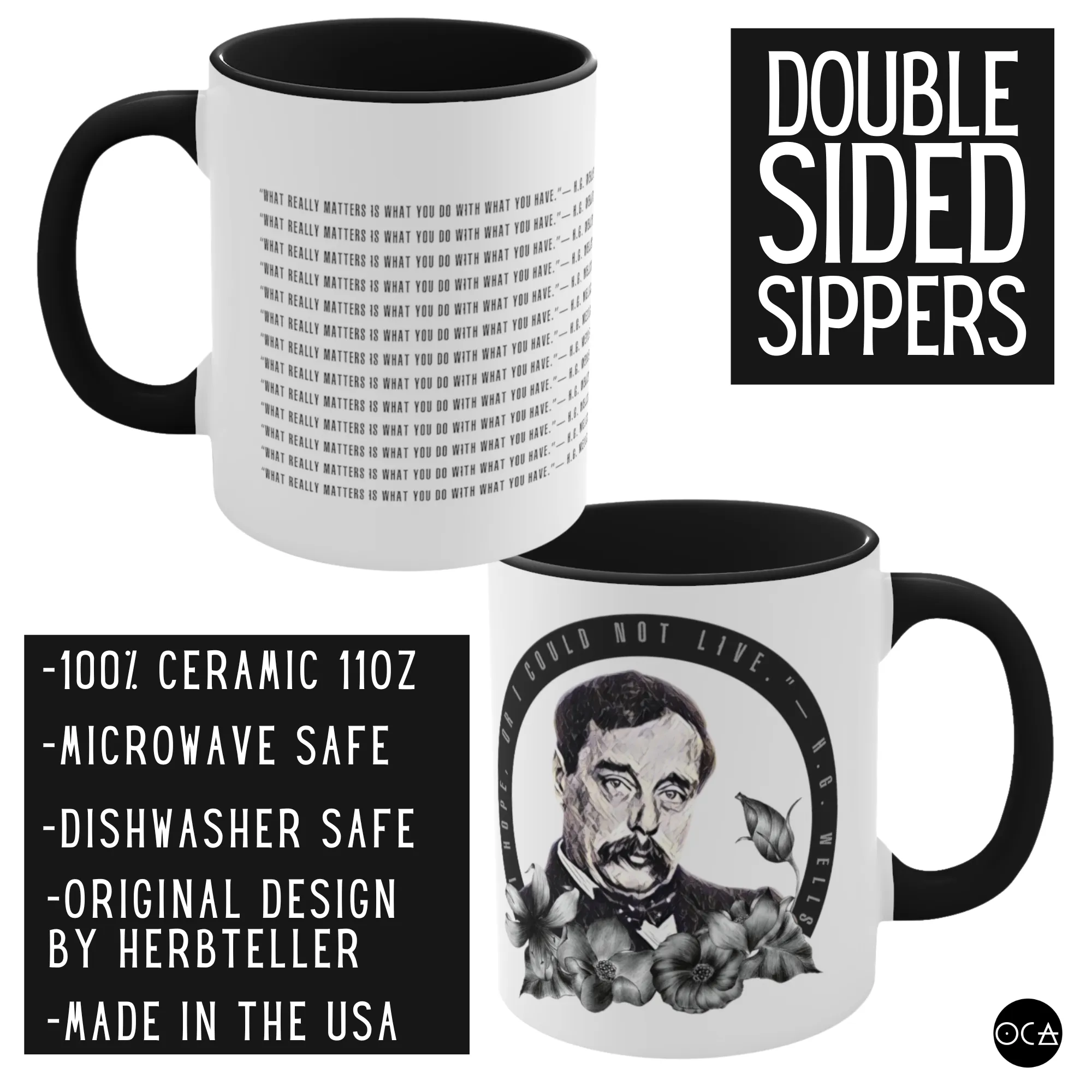 H.G. Wells Mug (Doublesided/2 Color Options)