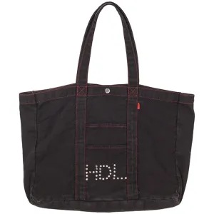 Hoddle Thunderdome Denim Tote Bag Black Denim/Red Contrast Stitch