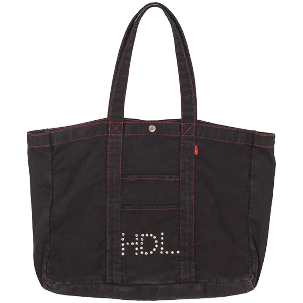 Hoddle Thunderdome Denim Tote Bag Black Denim/Red Contrast Stitch