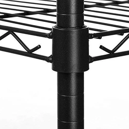 Homdox 3-Tiers Big Size Heavy Duty Wire Shelving Unit Garment Rack with Hanger Bar Wheels 2 Pair Side Hooks,Black