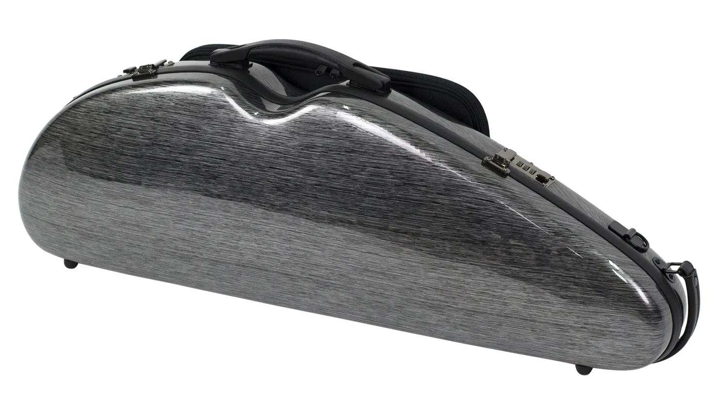 HQ Polycarbon Violin Case HalfMoon 4/4 - Brushed Silver/Black