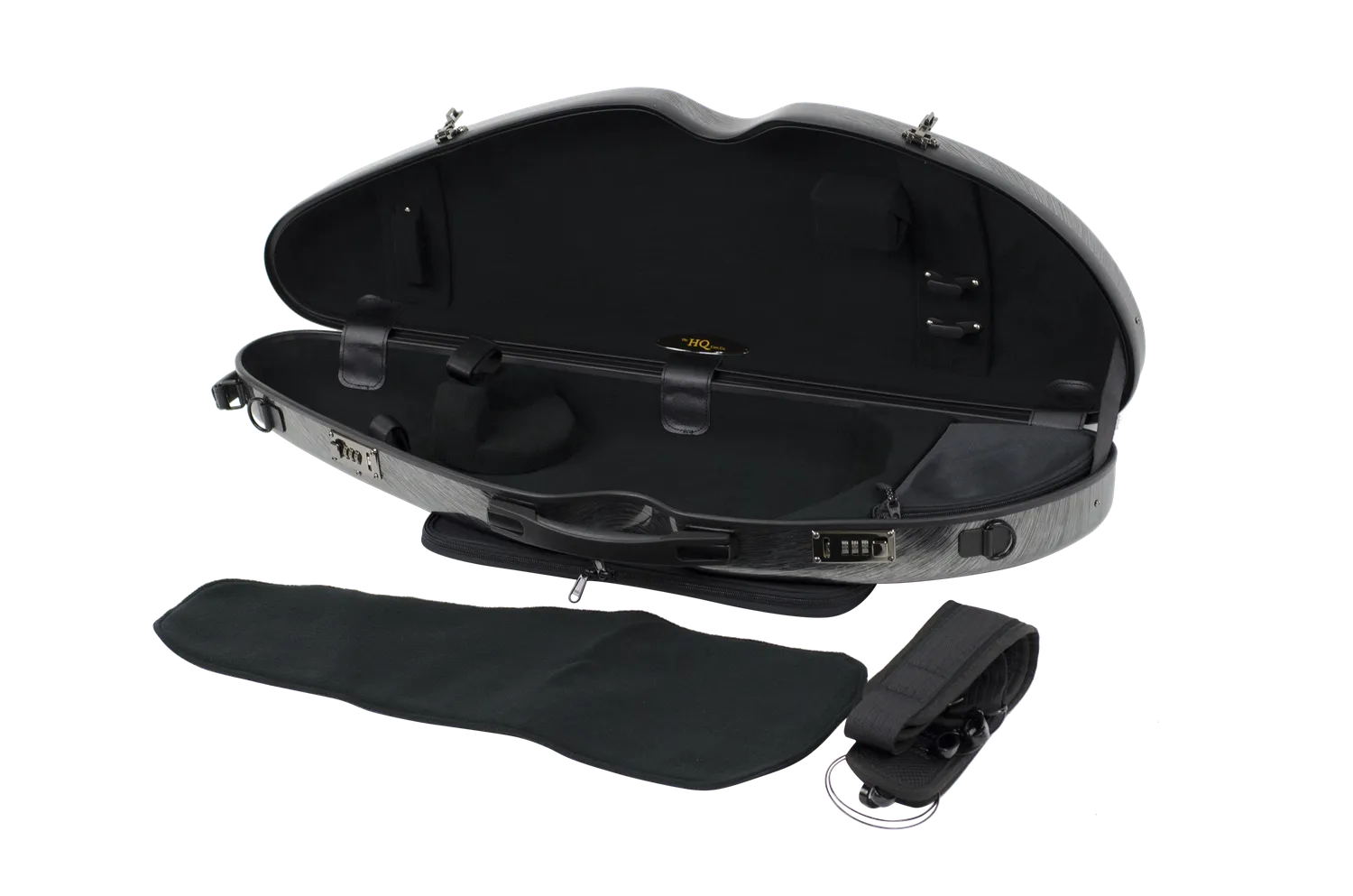 HQ Polycarbon Violin Case HalfMoon 4/4 - Brushed Silver/Black