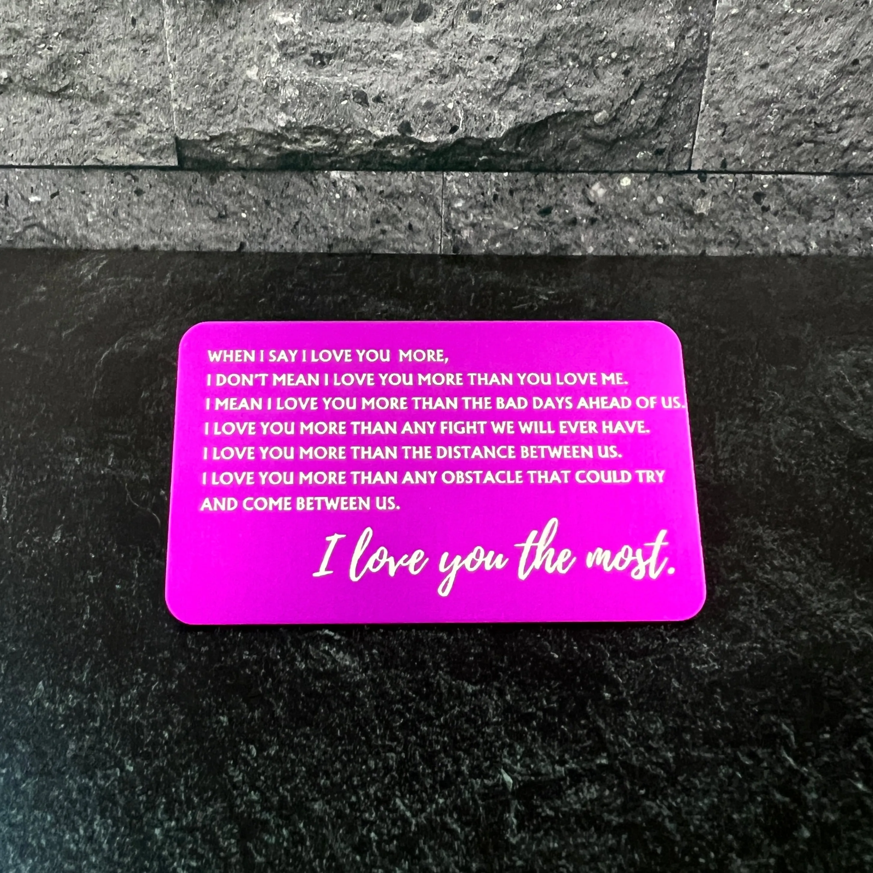 I Love You Most" Metal Engraved Wallet Card – Personalized with Photo Option