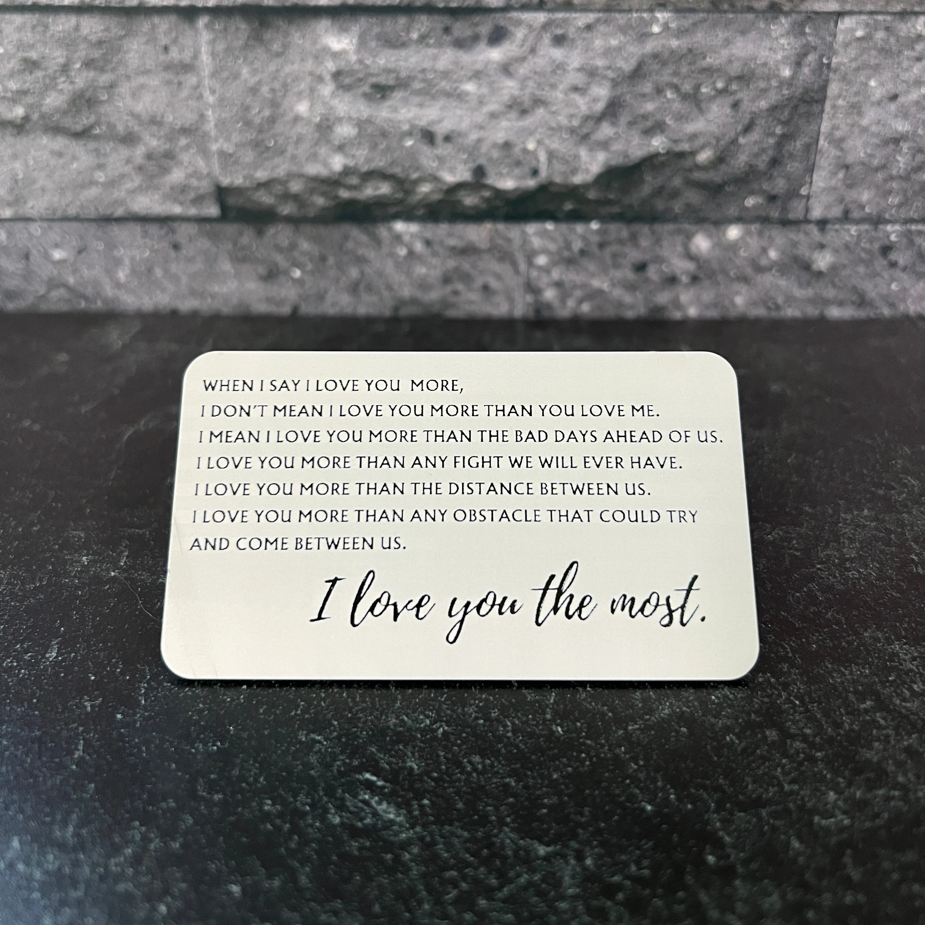 I Love You Most" Metal Engraved Wallet Card – Personalized with Photo Option