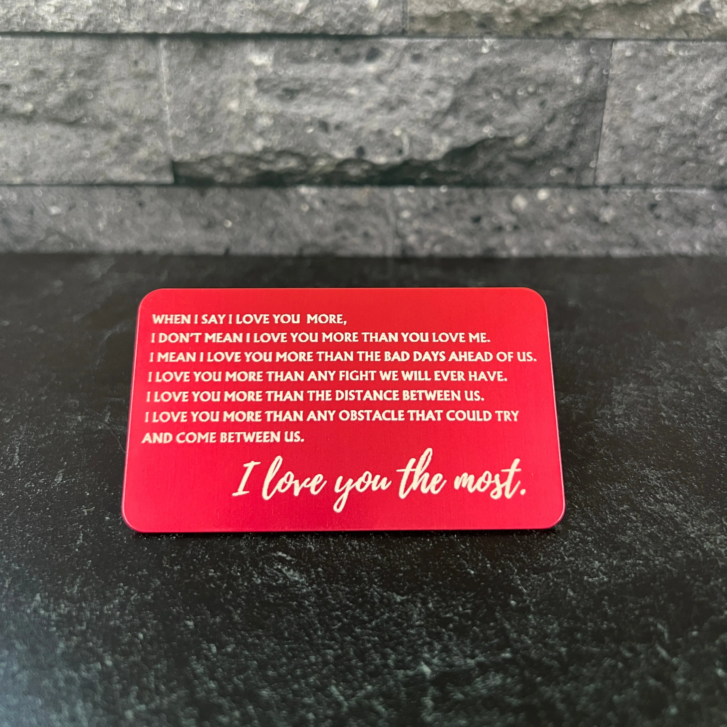 I Love You Most" Metal Engraved Wallet Card – Personalized with Photo Option
