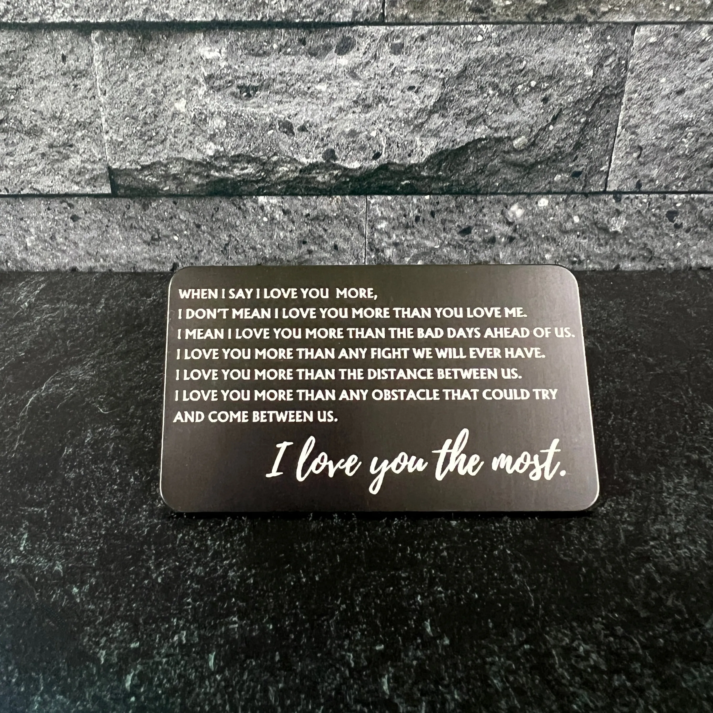 I Love You Most" Metal Engraved Wallet Card – Personalized with Photo Option