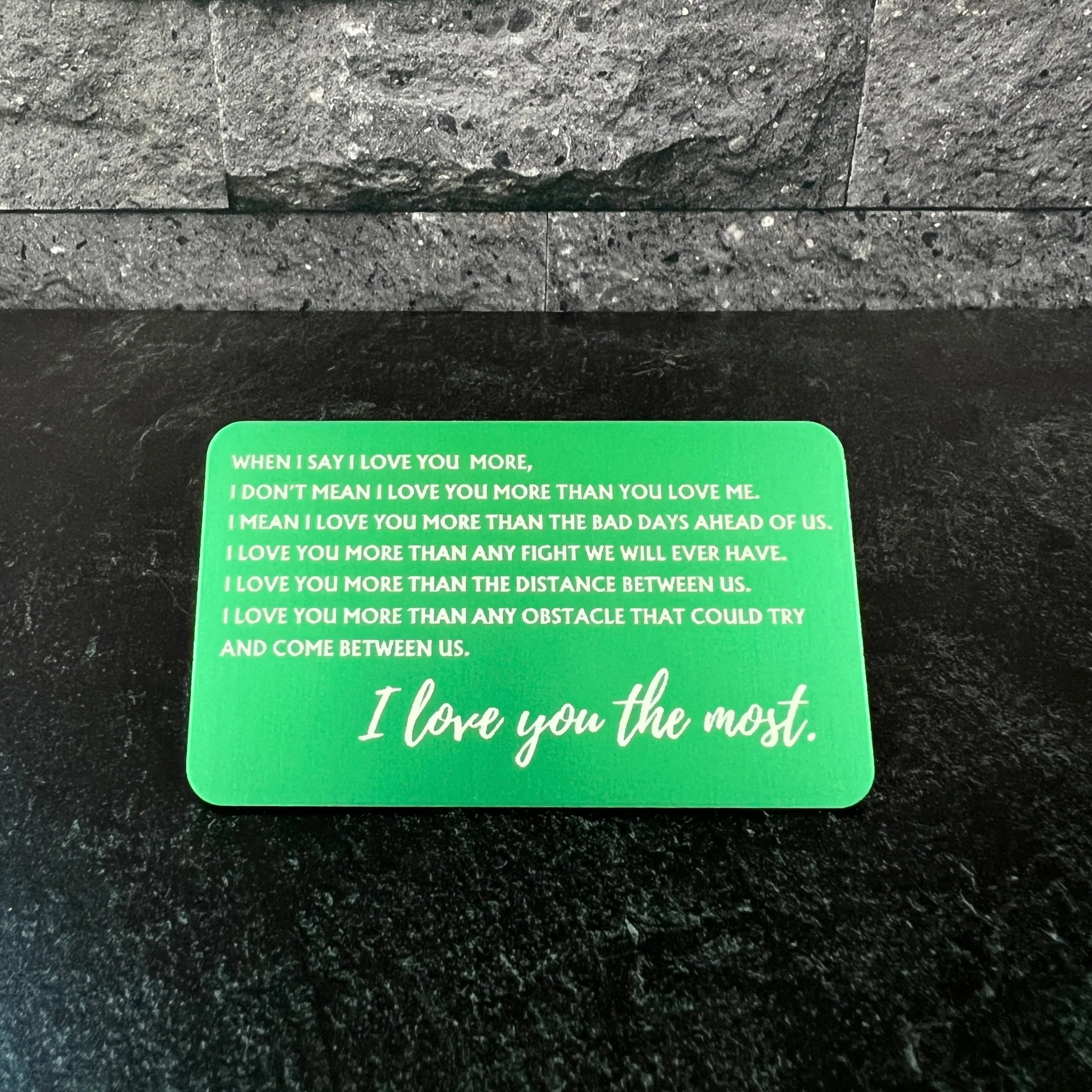 I Love You Most" Metal Engraved Wallet Card – Personalized with Photo Option