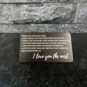 I Love You Most" Metal Engraved Wallet Card – Personalized with Photo Option
