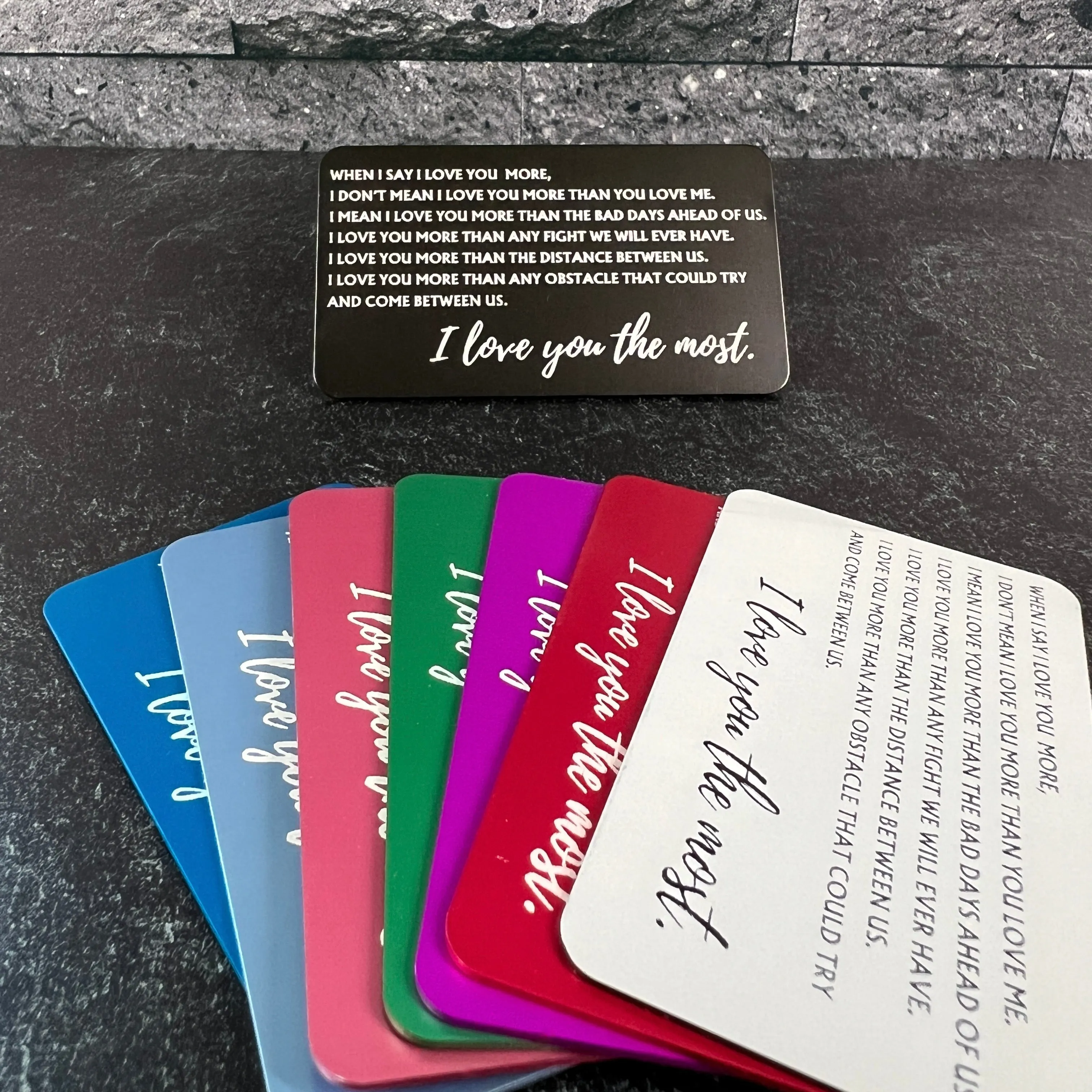 I Love You Most" Metal Engraved Wallet Card – Personalized with Photo Option
