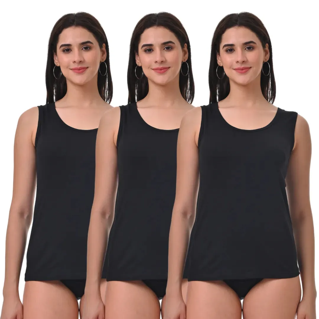 Inner Tank Top | Wide Fabric Shoulder | Round Neckline | Offers Full Coverage | Pack Of 3
