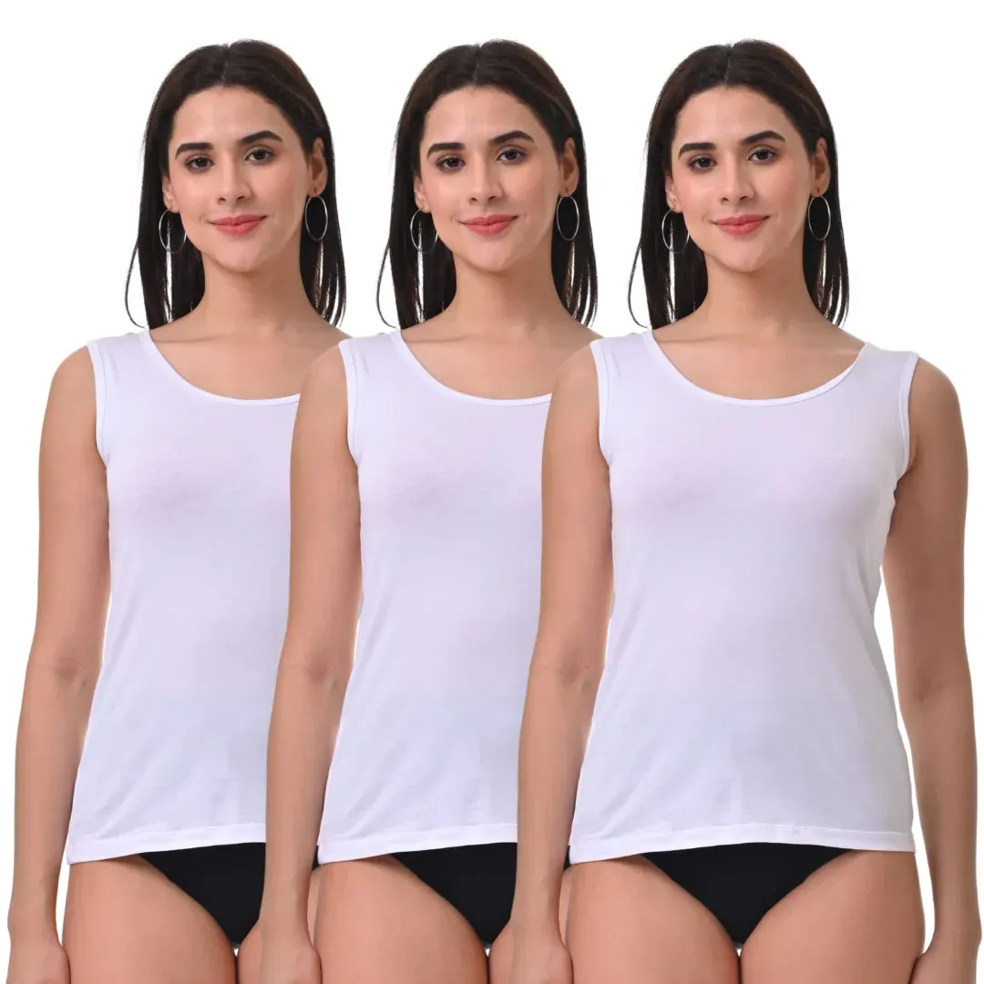 Inner Tank Top | Wide Fabric Shoulder | Round Neckline | Offers Full Coverage | Pack Of 3