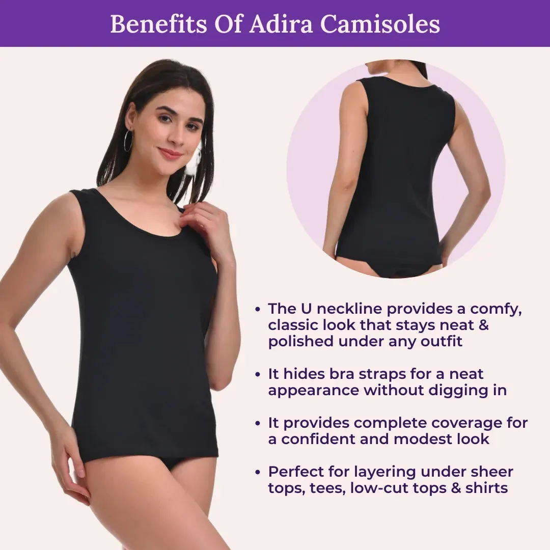 Inner Tank Top | Wide Fabric Shoulder | Round Neckline | Offers Full Coverage | Pack Of 3