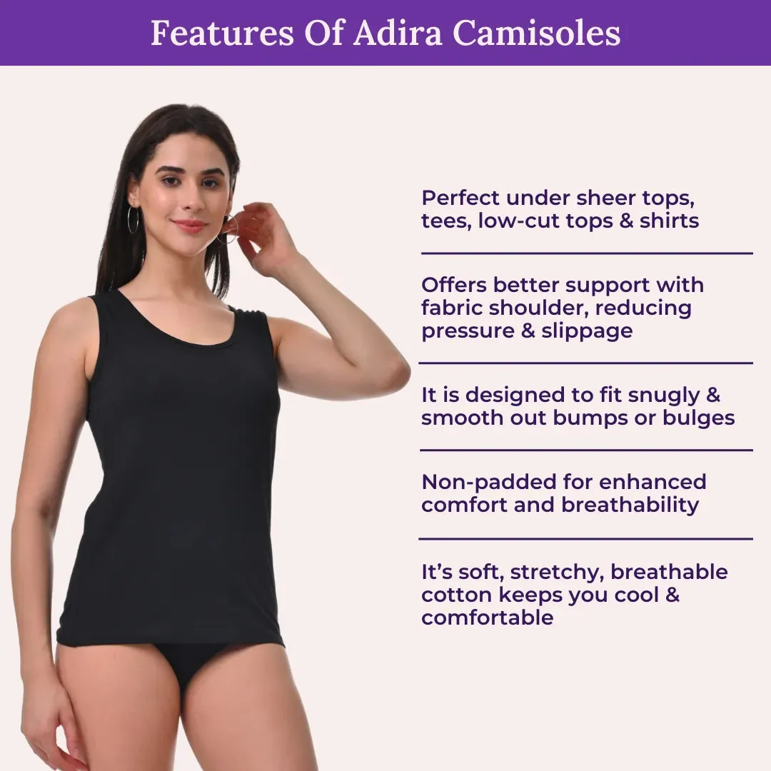 Inner Tank Top | Wide Fabric Shoulder | Round Neckline | Offers Full Coverage | Pack Of 3