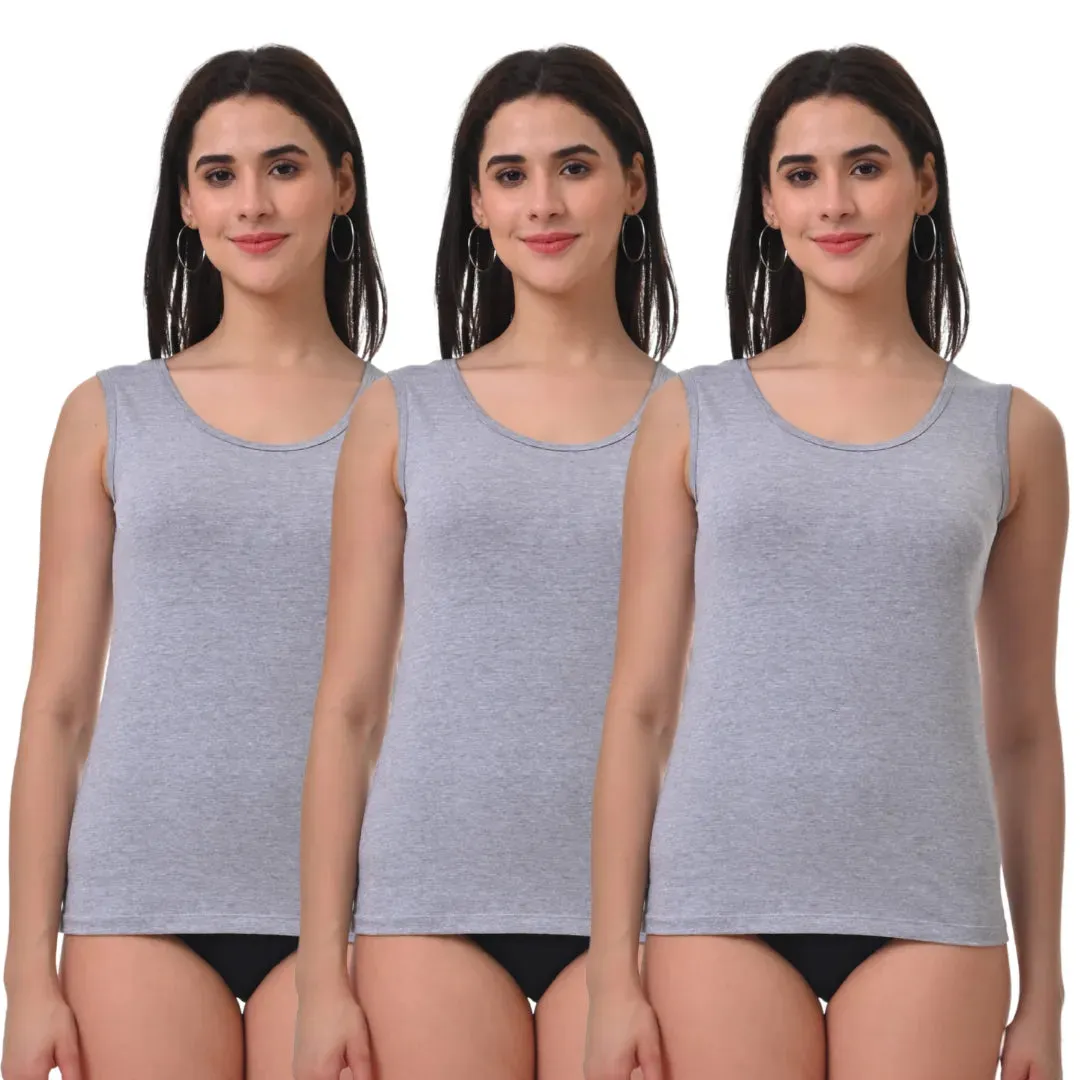 Inner Tank Top | Wide Fabric Shoulder | Round Neckline | Offers Full Coverage | Pack Of 3