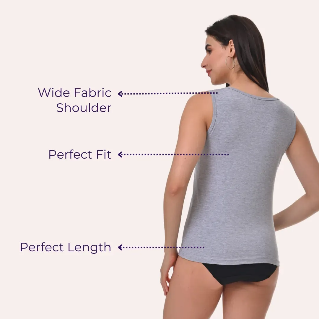 Inner Tank Top | Wide Fabric Shoulder | Round Neckline | Offers Full Coverage