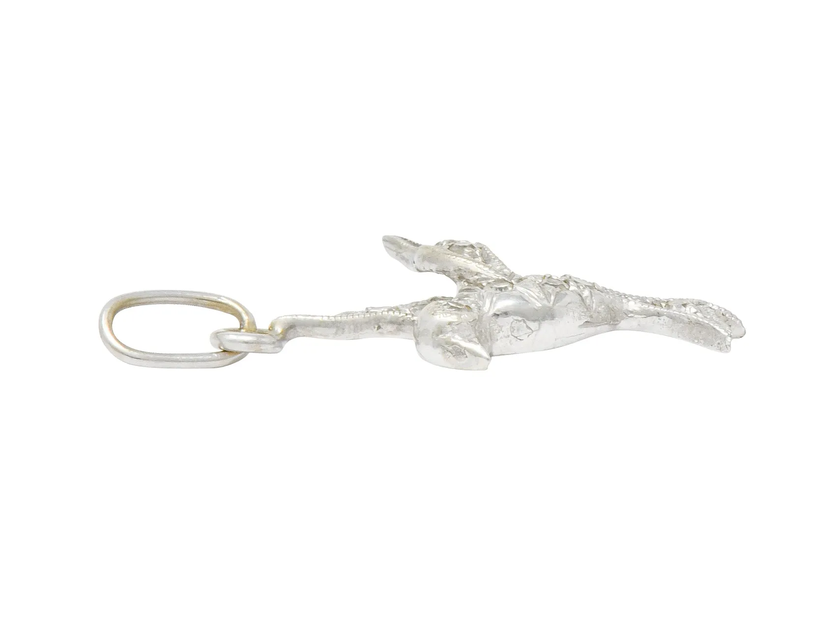 Inspiring Art Deco Diamond Platinum Flying Dove Bird Charm