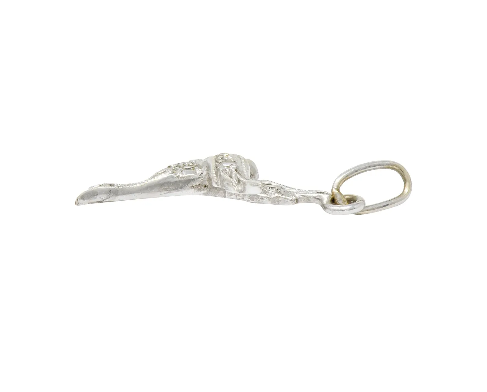 Inspiring Art Deco Diamond Platinum Flying Dove Bird Charm