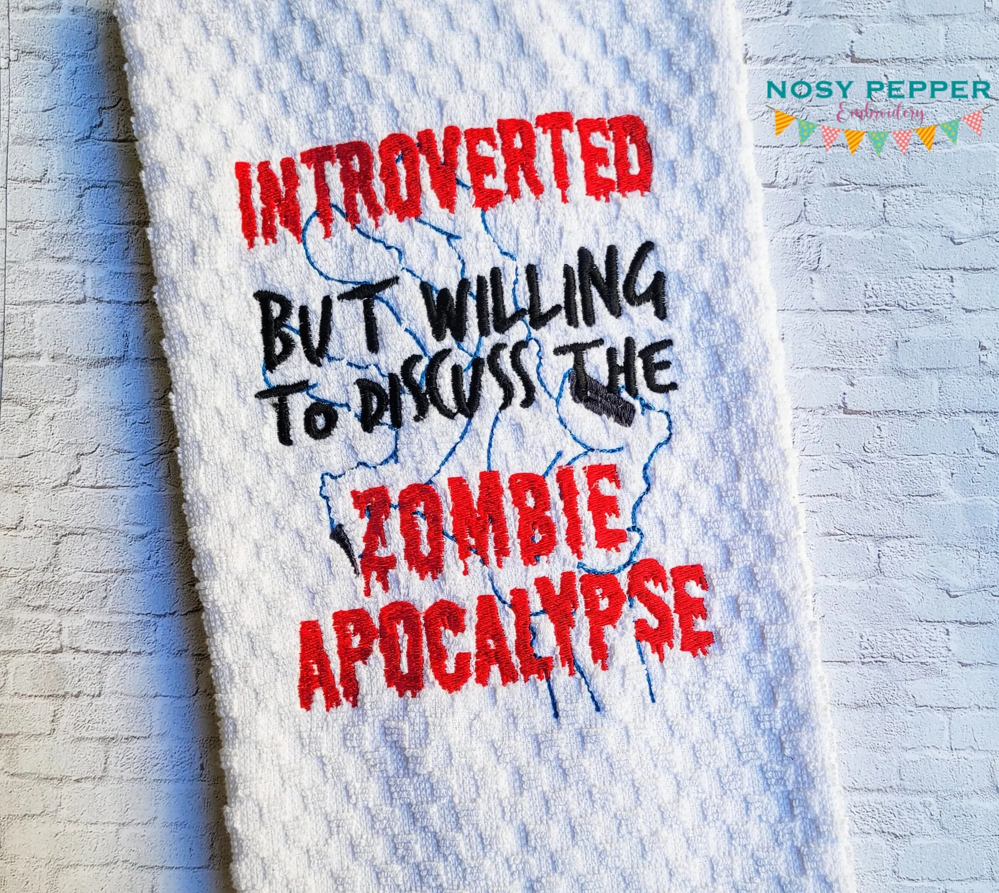 Introverted But Willing To Discuss Zombie machine embroidery design (4 sizes included) DIGITAL DOWNLOAD